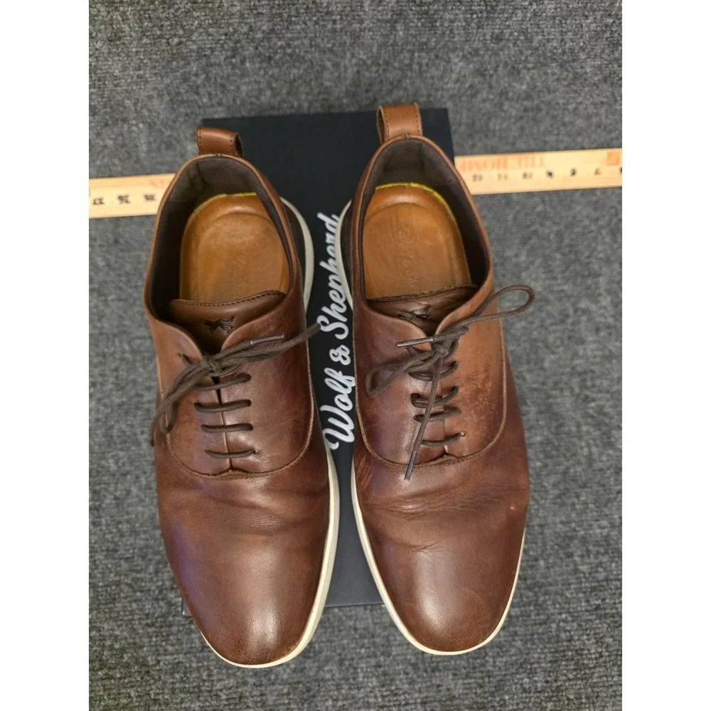 Wolf & Shepherd Shoes Mens Size 8 Brown Leather Crossover Longwing Dress Comfort